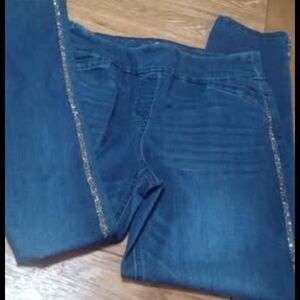 Elegant Blue Skinny Jeans with Glitter Accents